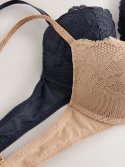 Next Push Up Plunge Lace Bras 2 Pack Neutral/Navy Hot