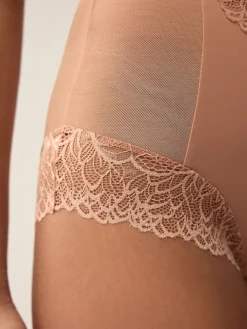 Next High Waist Brief Firm Tummy Control Shaping Briefs Neutral/Tan Brown New