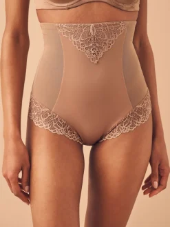 Next Super High Waist Briefs Firm Tummy Control Shaping Briefs Neutral/Tan Brown Outlet