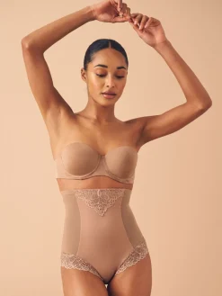 Next Super High Waist Briefs Firm Tummy Control Shaping Briefs Neutral/Tan Brown Outlet
