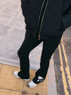 Never Fully Dressed Cotton Flare Leggings Black Embroidery Sale