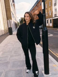 Never Fully Dressed Cotton Flare Leggings Black Embroidery Sale