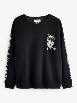Never Fully Dressed Embroidered Sweatshirt Black Sale