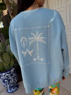 Never Fully Dressed Embroidered Sweatshirt Blue Best