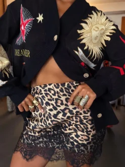 Never Fully Dressed Brown Leopard Print Lace Maeva Skirt Online