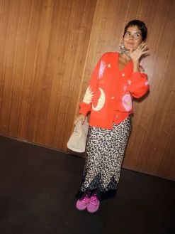 Never Fully Dressed Brown Leopard Print Lace Maeva Midi Skirt Sale