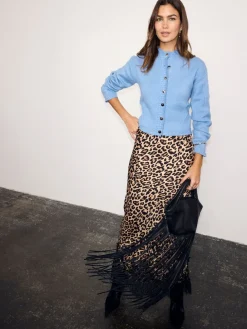 Never Fully Dressed Brown Leopard Print Lace Maeva Midi Skirt Sale