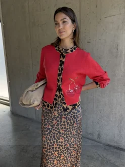 Never Fully Dressed Brown Cherry Leopard Dorris Skirt Hot