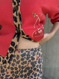 Never Fully Dressed Brown Cherry Leopard Dorris Skirt Hot