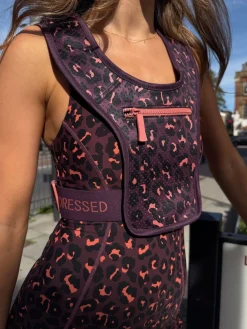 Never Fully Dressed Burgandy Leopard Running Vest Clearance