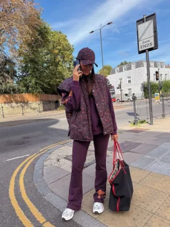 Never Fully Dressed Cotton Flare Leggings Burgundy Embroidered Outlet