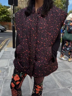 Never Fully Dressed Burgundy Leopard Padded Gilet Online
