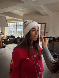 Never Fully Dressed Cream Embroidered Beanie