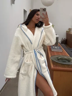 Never Fully Dressed Cream Octopus Borg Fleece Robe Hot