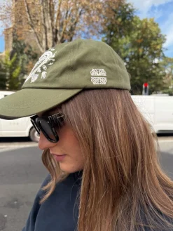 Never Fully Dressed Cotton Twill Cap Green with cream embroidery Clearance