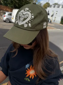 Never Fully Dressed Cotton Twill Cap Green with cream embroidery Clearance