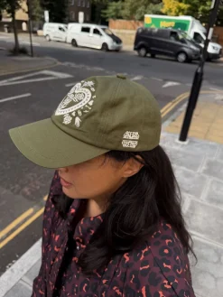 Never Fully Dressed Cotton Twill Cap Green with cream embroidery Clearance