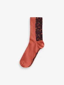 Never Fully Dressed Ribbed Socks 3 Pack Leopard/Burgandy/Orange Clearance