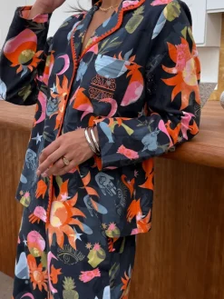 Never Fully Dressed Navy Corazon Cotton Button Through Shorts Set Pyjamas