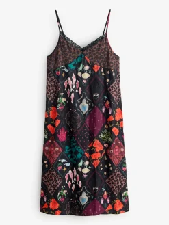 Never Fully Dressed Night Garden Satin Long Line Robe Hot