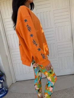 Never Fully Dressed Embroidered Sweatshirt Orange Best