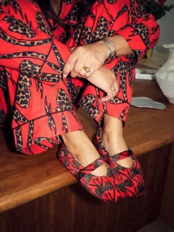 Never Fully Dressed Red Bow Mary Jane Slippers Sale