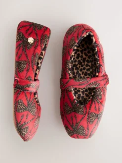 Never Fully Dressed Red Bow Mary Jane Slippers Sale