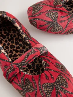 Never Fully Dressed Red Bow Mary Jane Slippers Sale