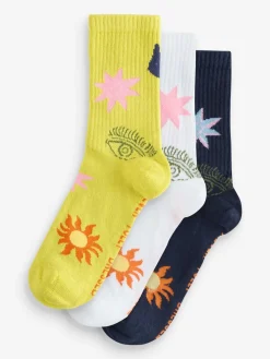 Never Fully Dressed Ribbed Socks 3 Pack White/Green/Navy New