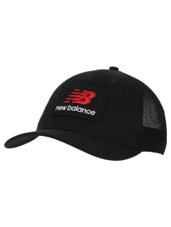New Balance Black Stacked Patch Logo Trucker 100% Cotton Hat Hot