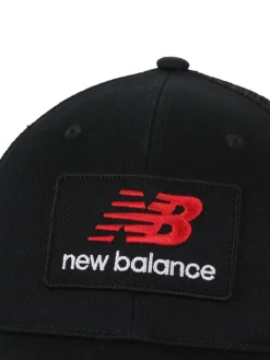 New Balance Black Stacked Patch Logo Trucker 100% Cotton Hat Hot