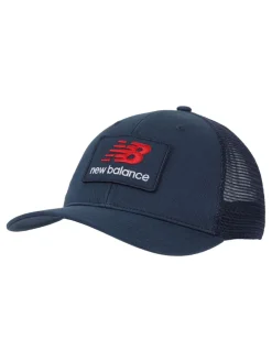 New Balance Blue Stacked Patch Logo Trucker 100% Cotton Hat Sale