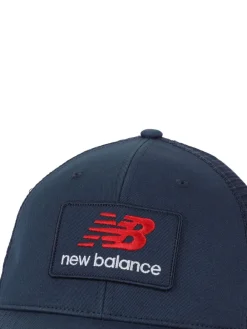 New Balance Blue Stacked Patch Logo Trucker 100% Cotton Hat Sale