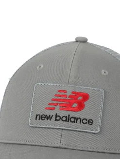New Balance Grey Stacked Patch Logo Trucker 100% Cotton Hat Online