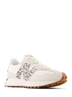 New Balance White/Leopard Print 327 Trainers New