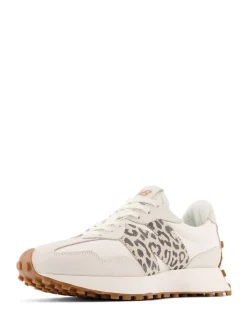 New Balance White/Leopard Print 327 Trainers New