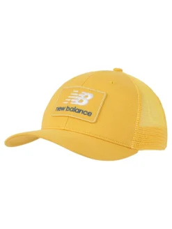 New Balance Yellow Stacked Patch Logo Trucker 100% Cotton Hat New