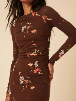 Nobody's Child Nobodys Child Brown Long Sleeve Laurella Midi Dress Hot