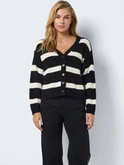 NOISY MAY Black Stripe Long Sleeve Cardigan Online