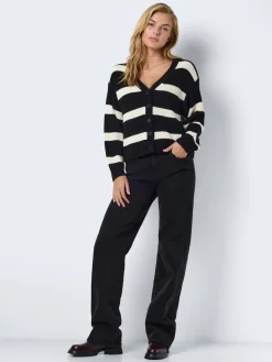 NOISY MAY Black Stripe Long Sleeve Cardigan Online