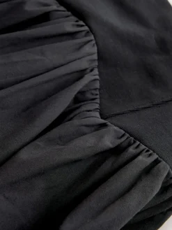 Nothing Ordinary Jersey Woven Mix A Line Heavyweight Cotton Midi Skirt Black Discount