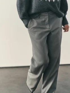 Nothing Ordinary Faux Leather Wide Leg Trousers Grey Best