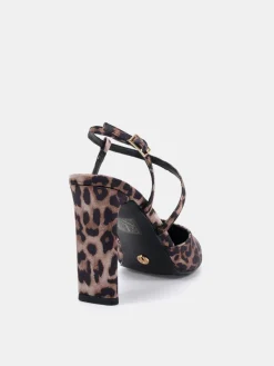 Novo Wide Fit Indie Point Toe Strappy Court Shoes Animal Discount