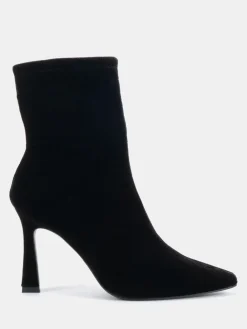 Novo Kiss Point Toe Stiletto Stretch Ankle Boots Black Chrome Outlet