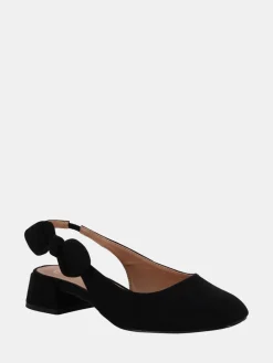 Novo Claudia Wide Fit Fit Bow Low Block Slingbacks Black Clearance