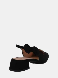 Novo Claudia Wide Fit Fit Bow Low Block Slingbacks Black Clearance