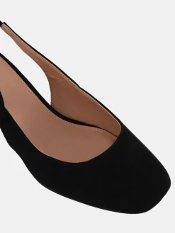 Novo Claudia Wide Fit Fit Bow Low Block Slingbacks Black Clearance