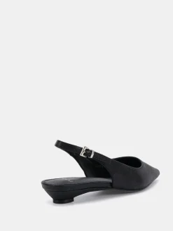 Novo Clover Point Toe Low Heel Slingback Shoes Black Best