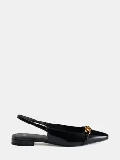 Novo Wide Fit Colish Hardware Slingback Flats Black Best