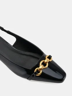 Novo Wide Fit Colish Hardware Slingback Flats Black Best